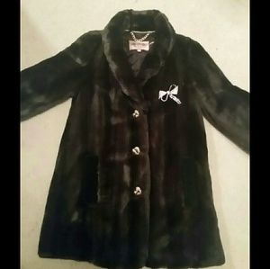 Juicy Couture Black Faux Fur Coat